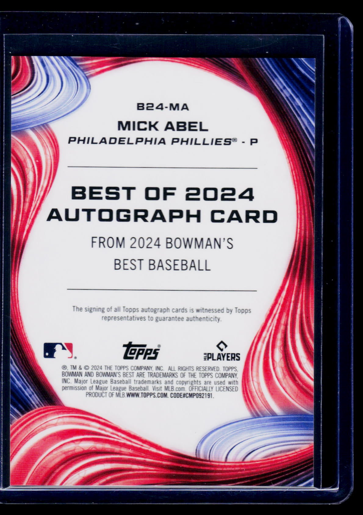 2024 Bowman's Best #B24-MA Mick Abel Best of 2024 Autographs