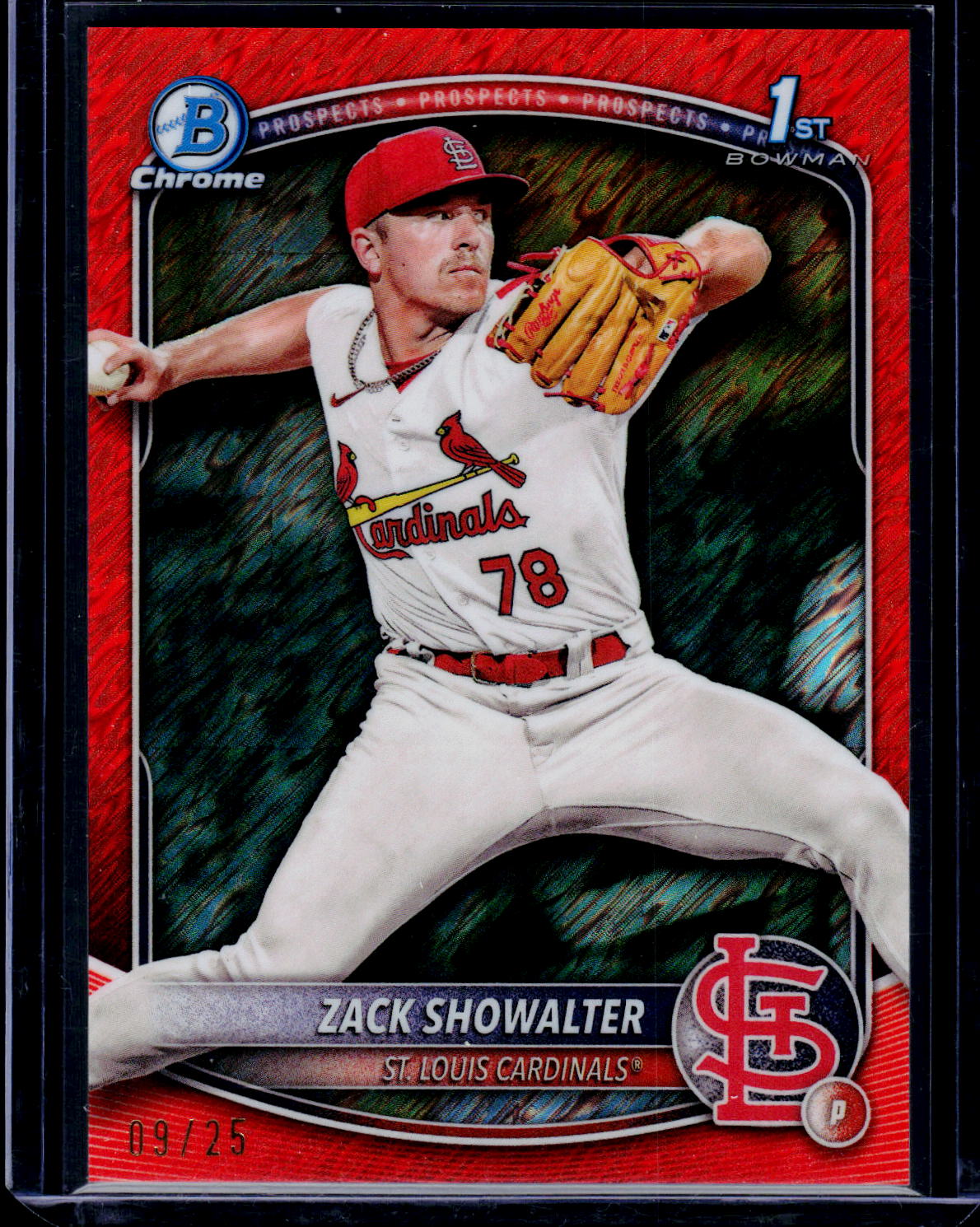 2025 Bowman #BCP-74 Zack Showalter Prospects Orange Shimmer Refractor #/25