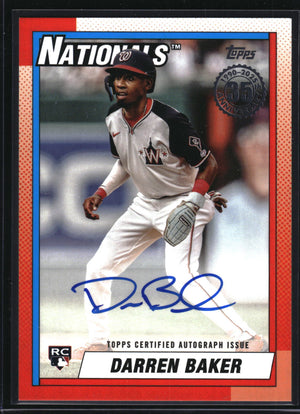 2025 Topps Update #90B2-DBA Darren Baker 1990 Topps 35th Anniversary Autographs