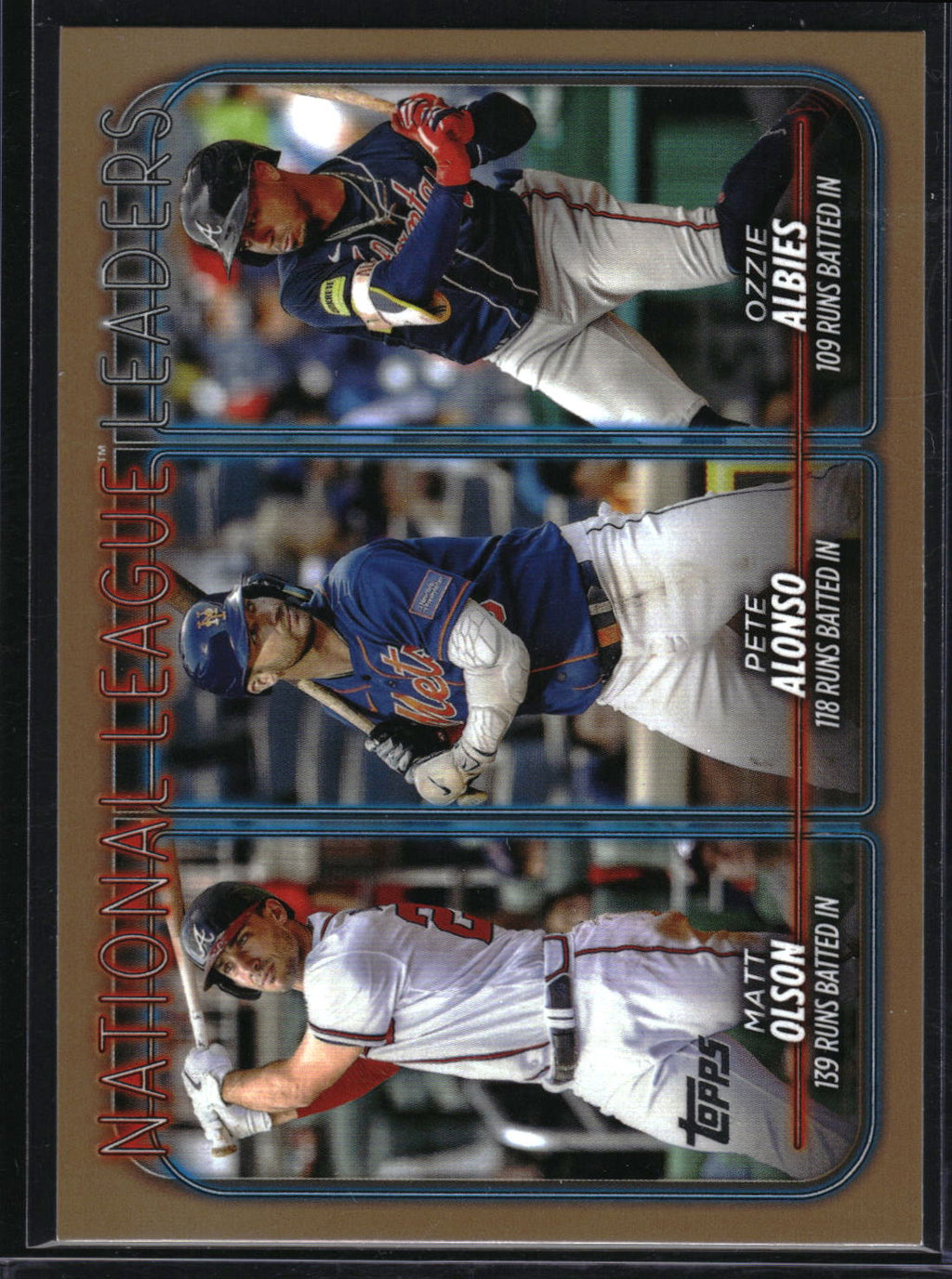 2024 Topps #293 National League Leaders (Olson/Alonso/Albies) Gold /2024
