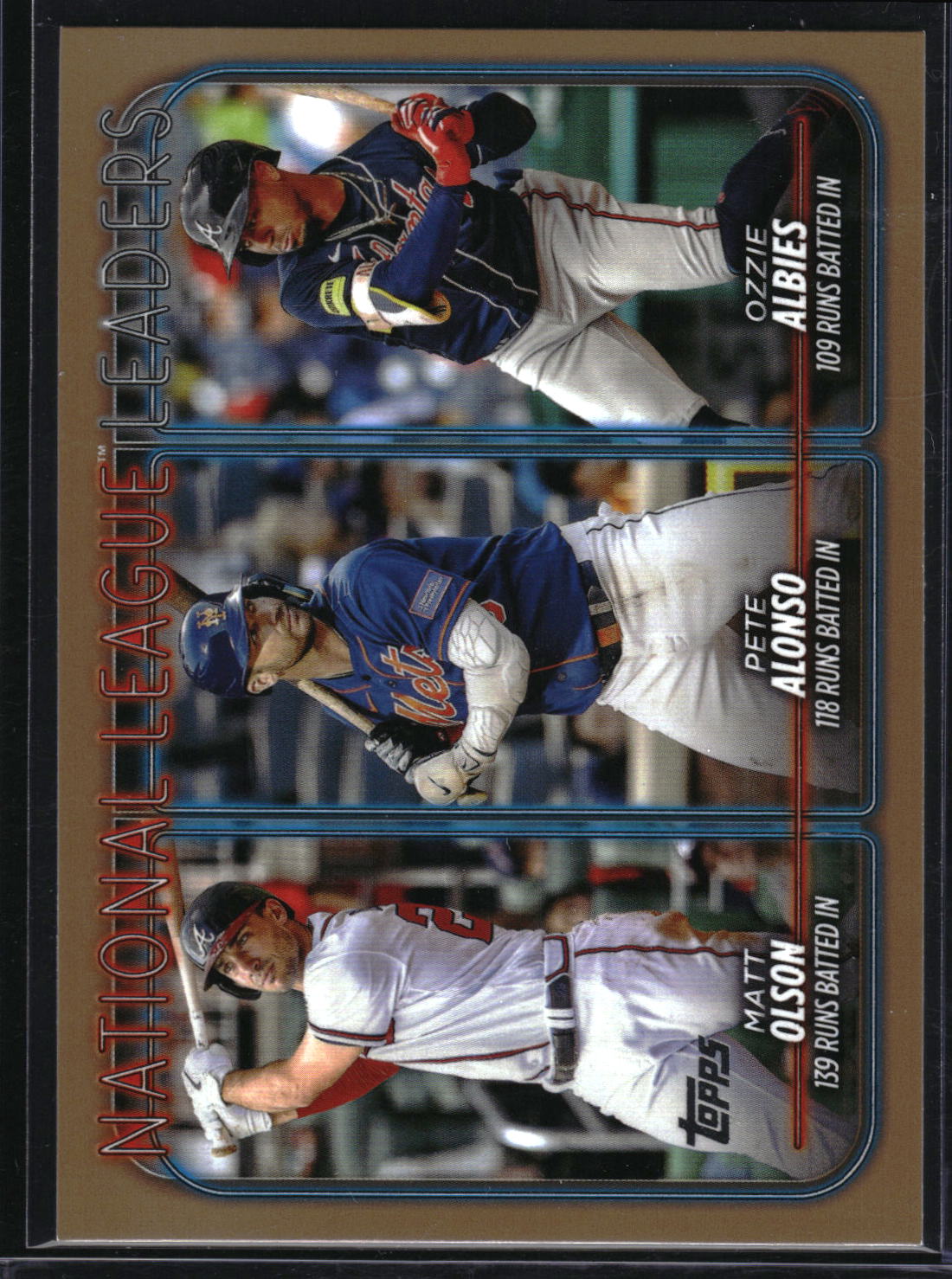2024 Topps #293 National League Leaders (Olson/Alonso/Albies) Gold /2024