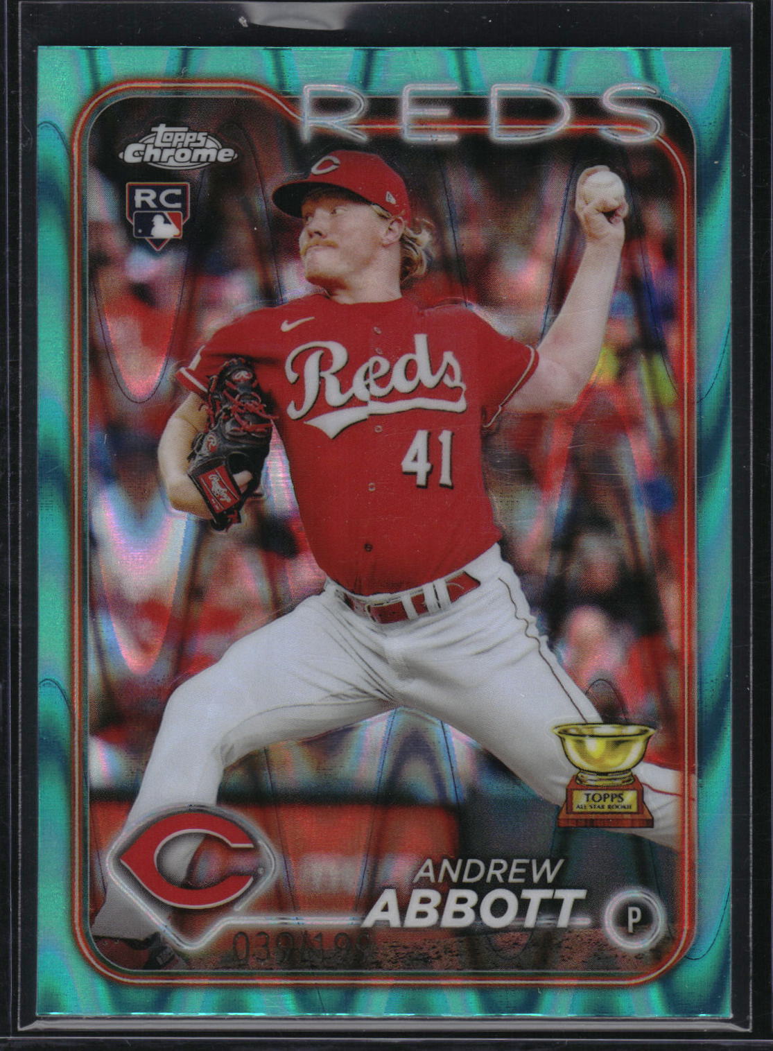 2024 Topps Chrome #154 Andrew Abbott Aqua Raywave Refractor #/199