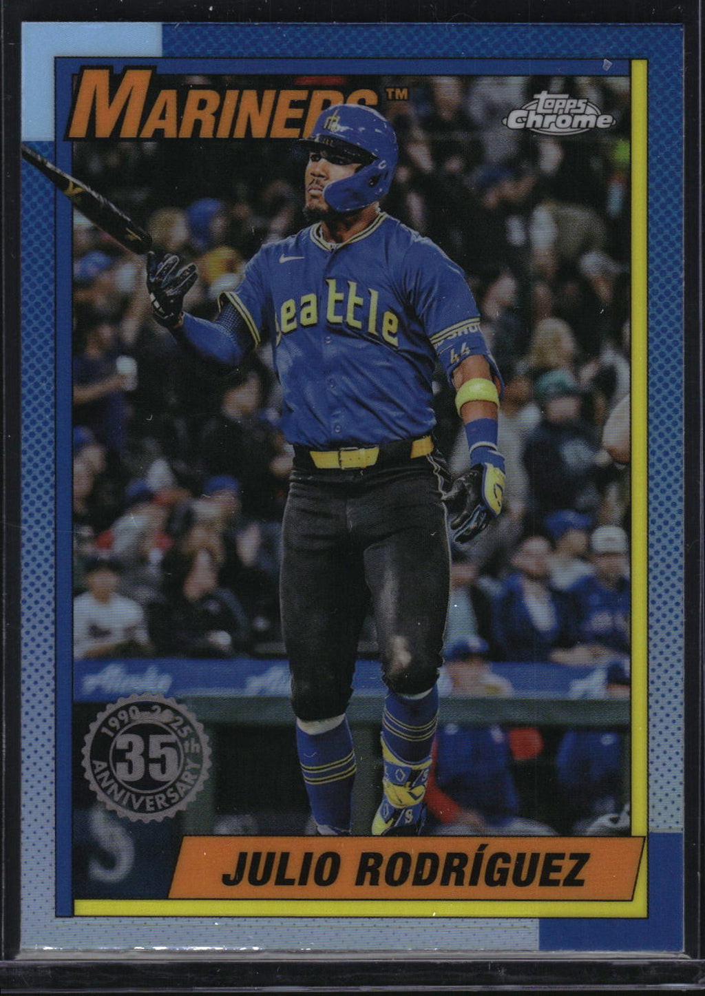2025 Topps Chrome #90CB-6 Julio Rodriguez 1990 Topps Baseball 35th Anniversary