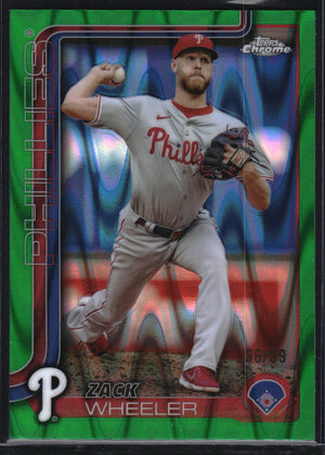 2025 Topps Chrome #189 Zack Wheeler Green RayWave Refractor #/99