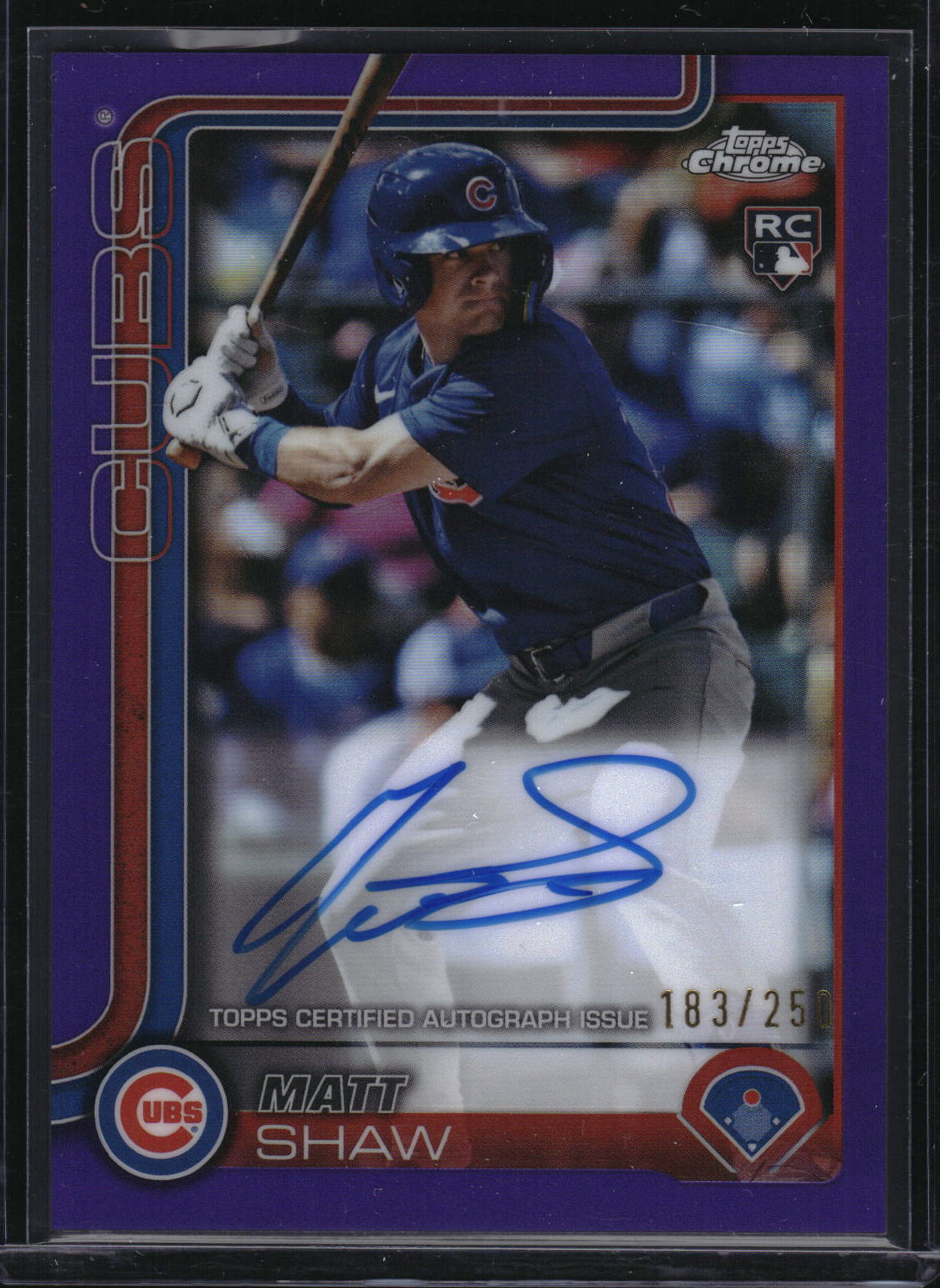 2025 Topps Chrome #RA-MS Matt Shaw Rookie Autographs Purple Refractor #/250
