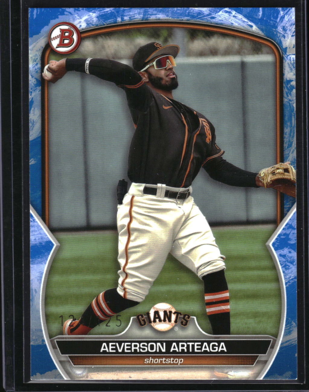 2023 Bowman #BP-60 Aeverson Arteaga Prospects Blue Pattern #/125
