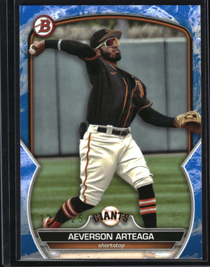 2023 Bowman #BP-60 Aeverson Arteaga Prospects Blue Pattern #/125