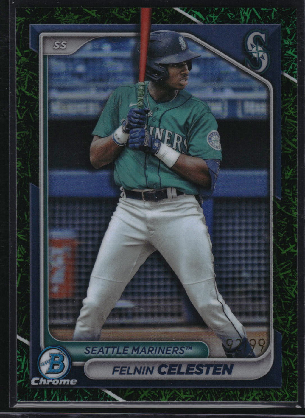 2024 Bowman #BCP-94 Felnin Celesten Chrome Prospects Green Grass Refractor #/99