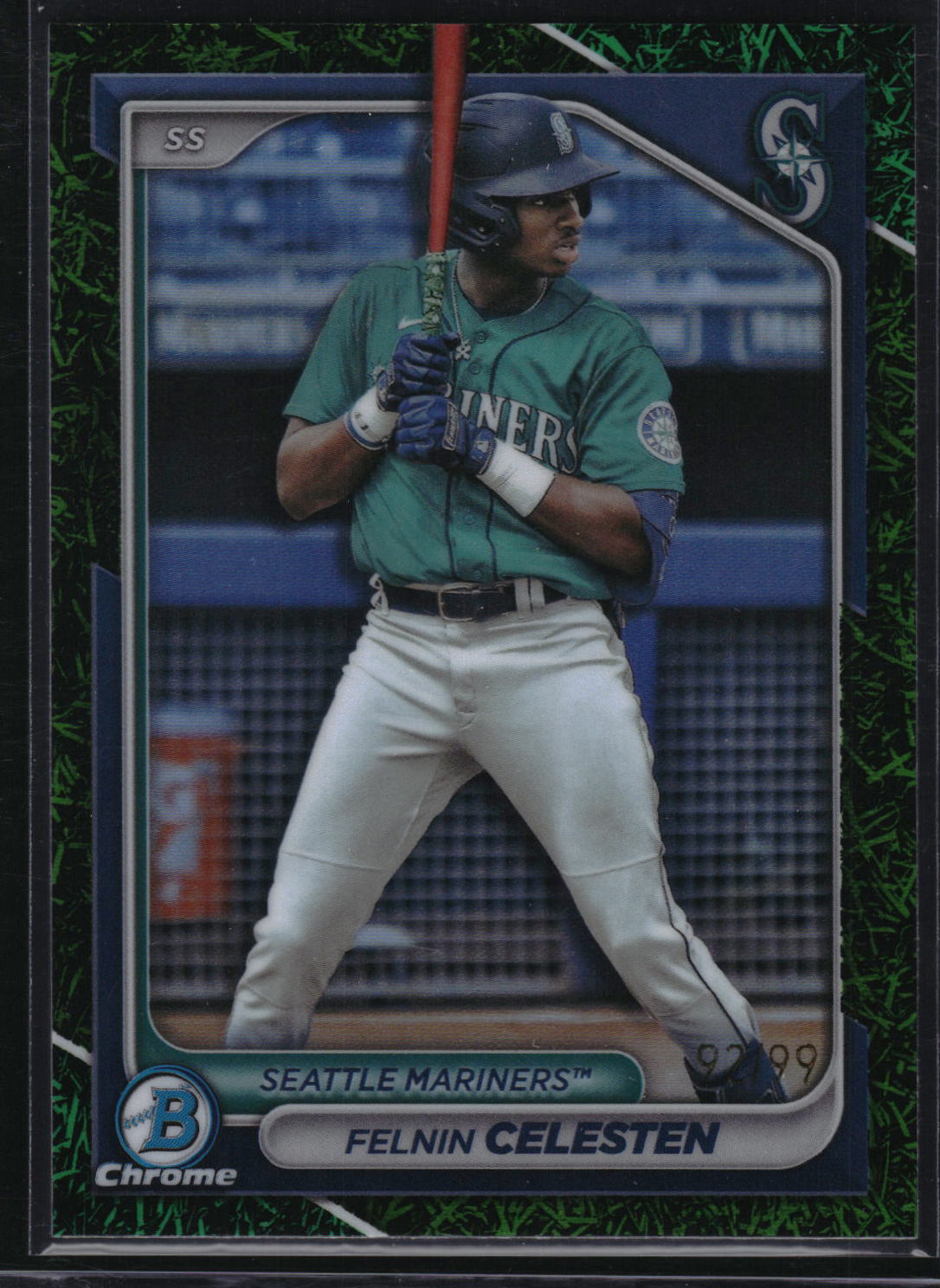 2024 Bowman #BCP-94 Felnin Celesten Chrome Prospects Green Grass Refractor #/99