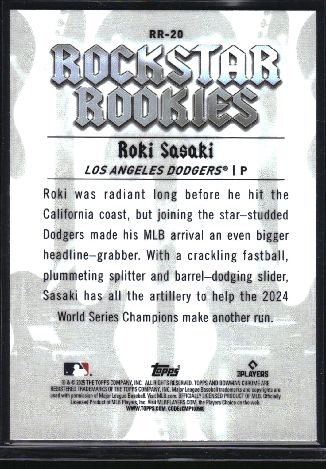 2025 Bowman #RR-20 Roki Sasaki Rockstar Rookies