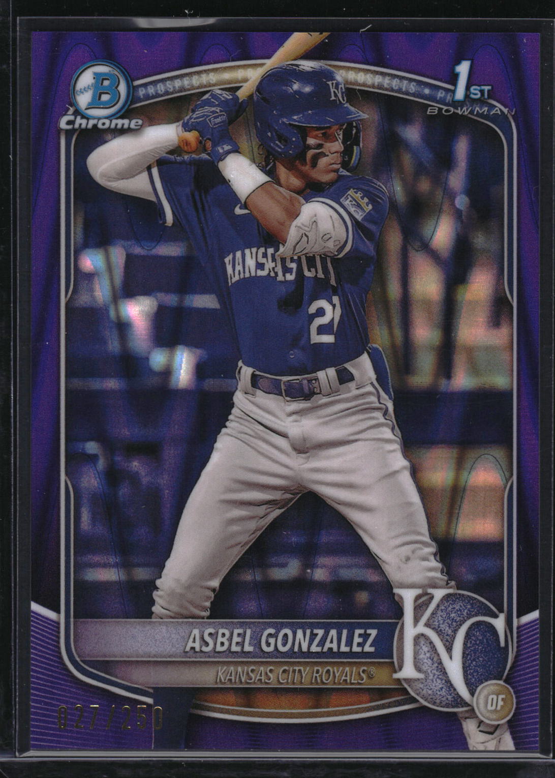 2025 Bowman #BCP-4 Asbel Gonzalez Chrome Purple Raywave Refractor #/250