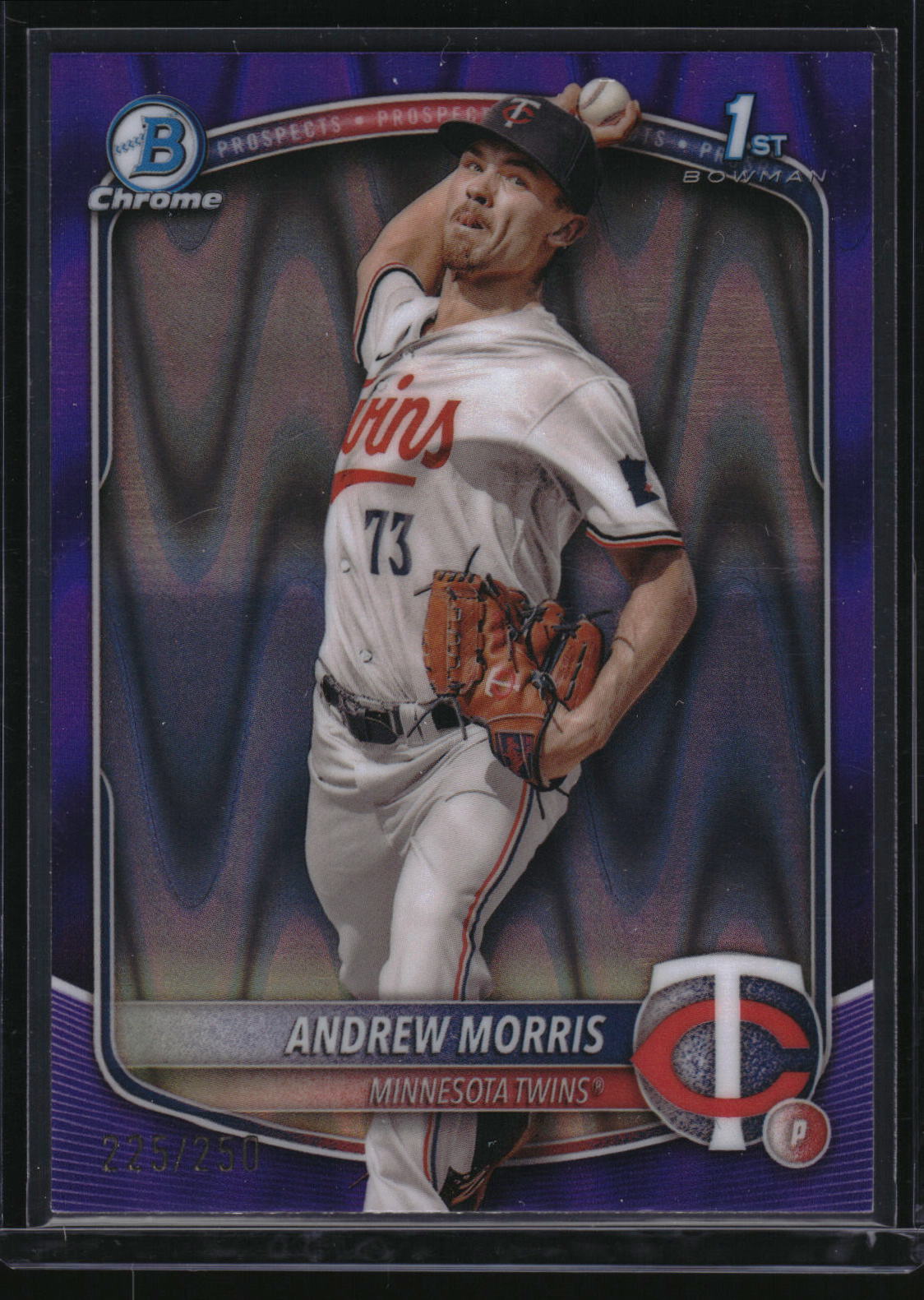 2025 Bowman #BCP-90 Andrew Morris Chrome Purple Raywave Refractor #/250