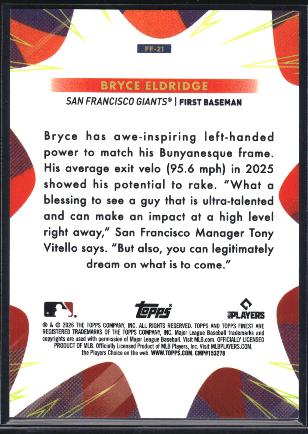 2026 Finest #FF-21 Bryce Eldridge Finest Futures