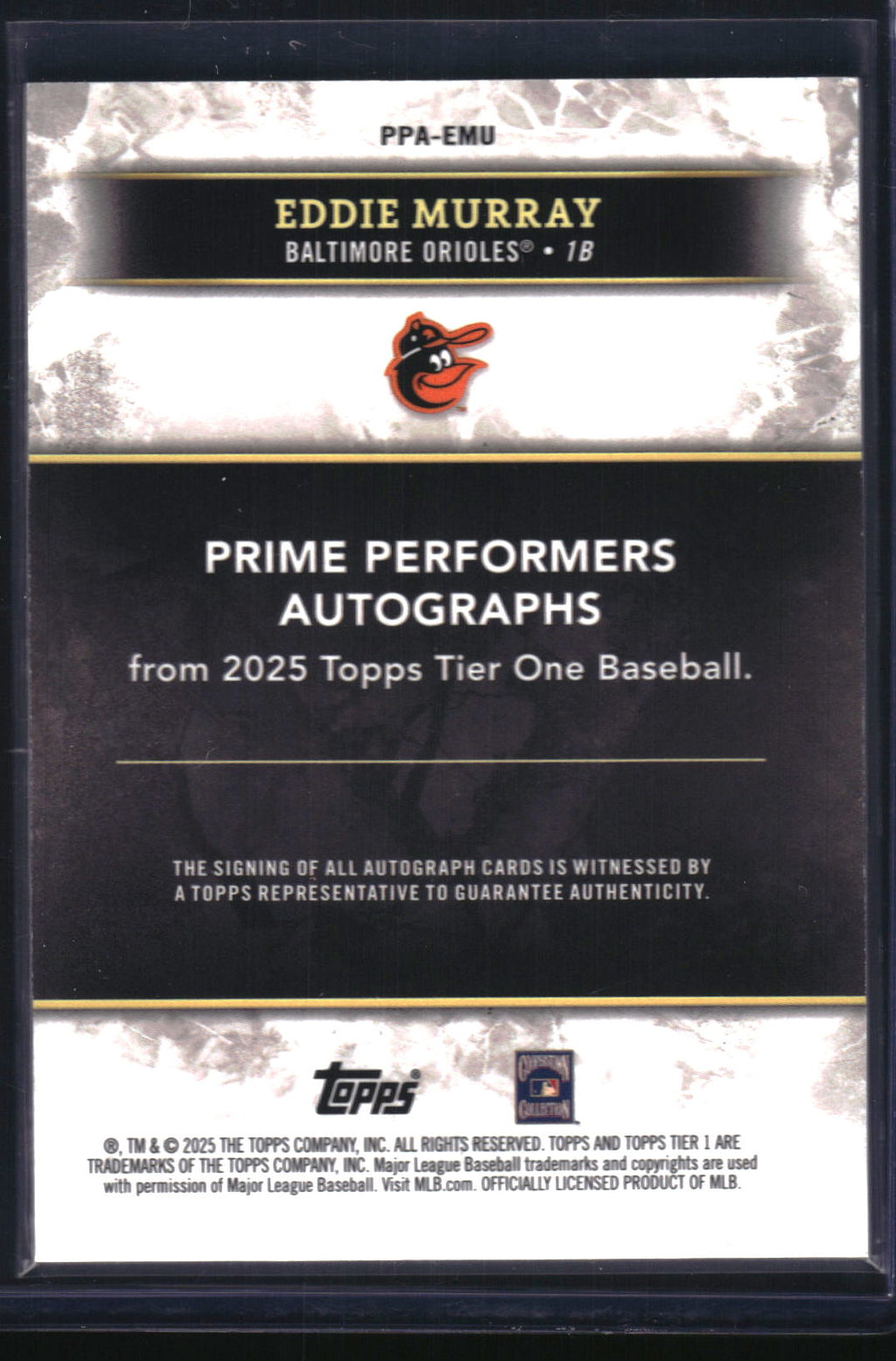 2025 Topps Tier One #PPA-EMU Eddie Murray Prime Performers Autographs Red Foil