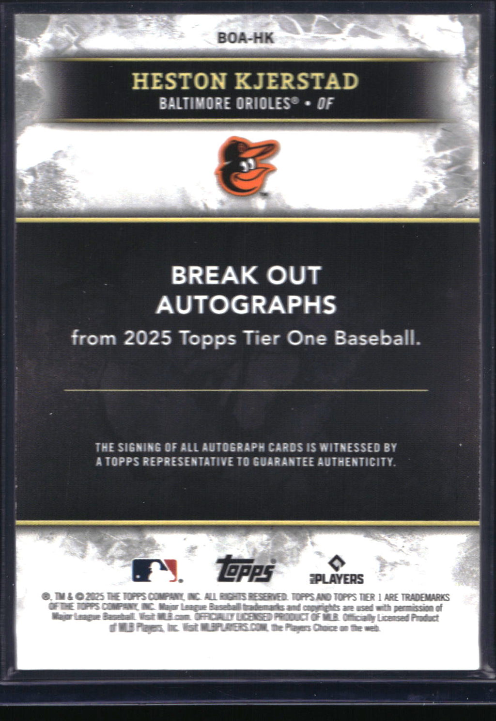 2025 Topps Tier One #BOA-HK Heston Kjerstad Break Out Autographs Blue Foil #/99