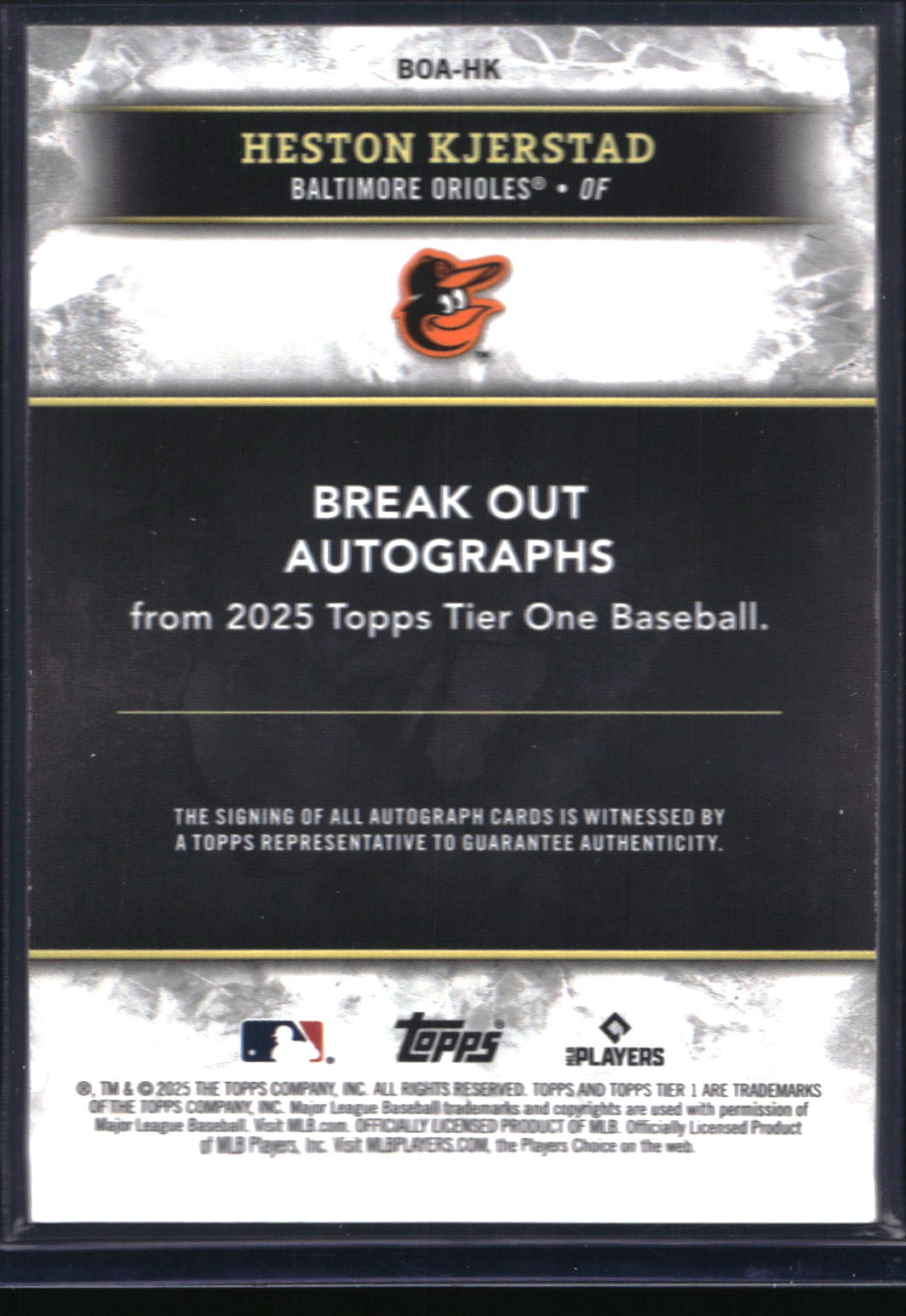 2025 Topps Tier One #BOA-HK Heston Kjerstad Break Out Autographs Blue Foil #/99