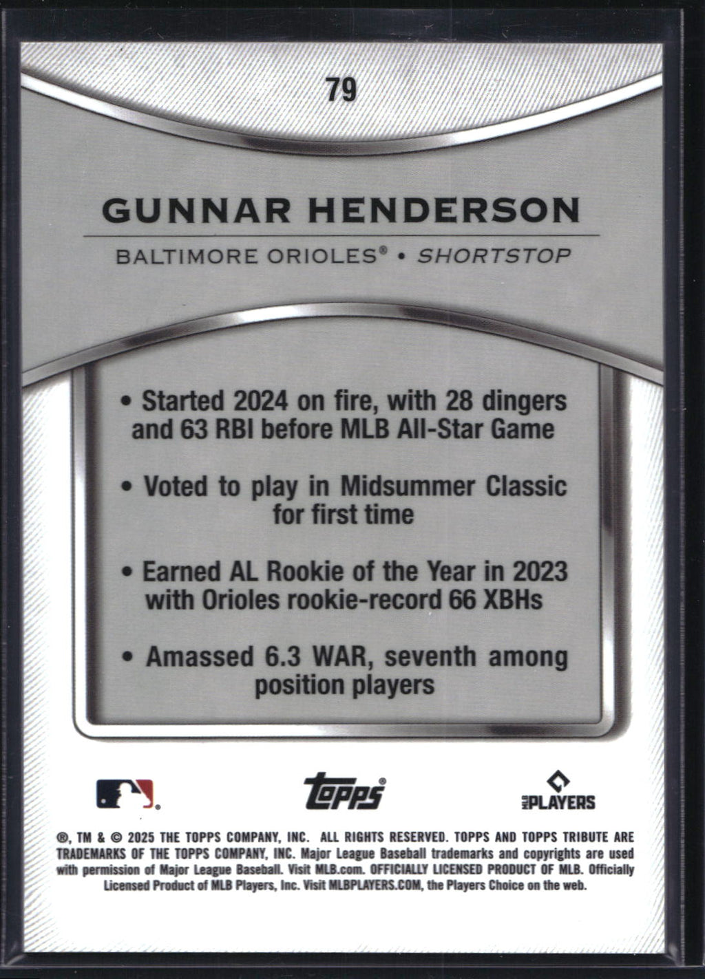 2025 Topps Tribute #79 Gunnar Henderson Green 46/99