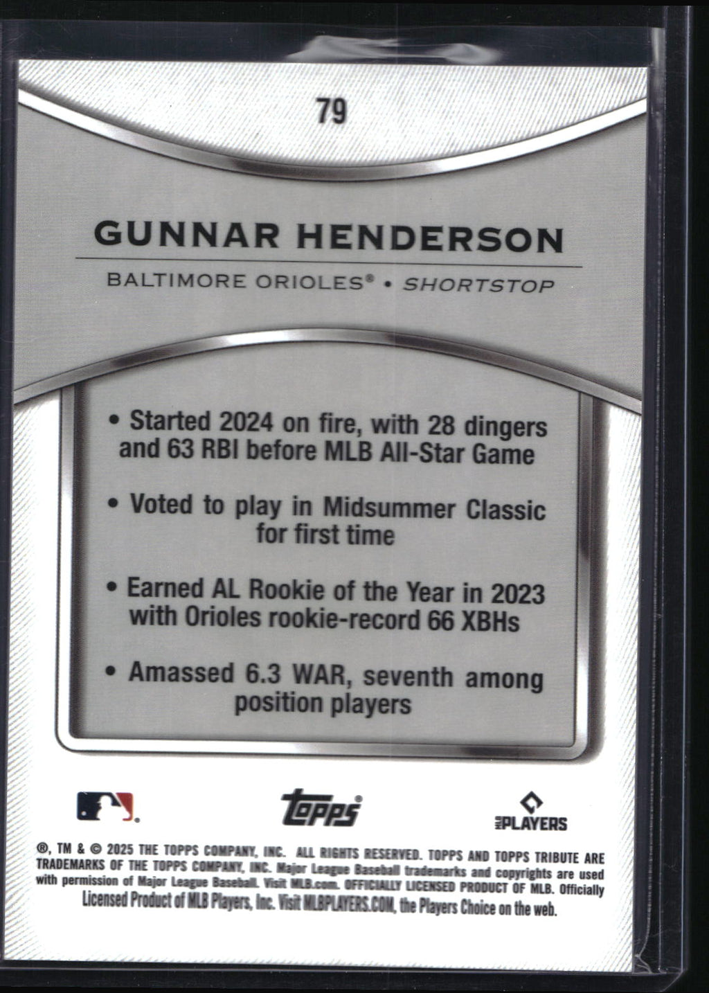 2025 Topps Tribute #79 Gunnar Henderson Green 9/99