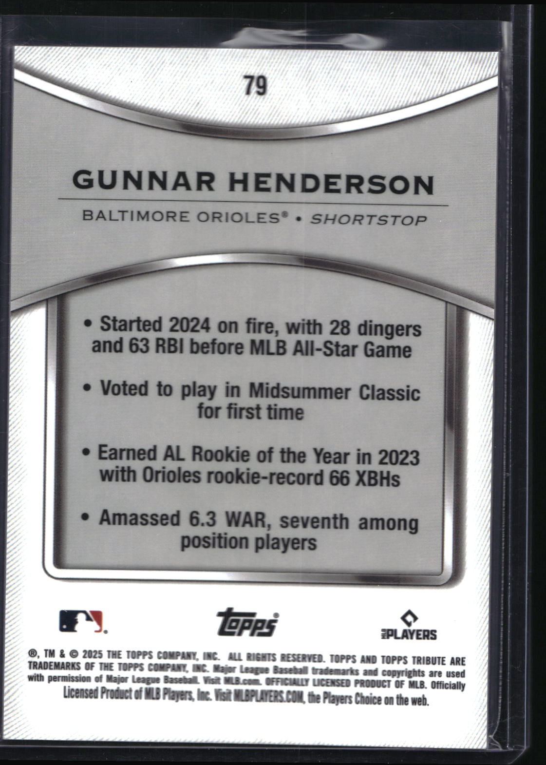 2025 Topps Tribute #79 Gunnar Henderson Green 9/99