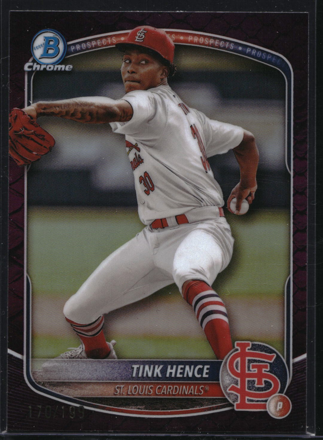 2025 Bowman #BCP-101 Tink Hence Chrome Reptilian Fuchsia Refractor #/199