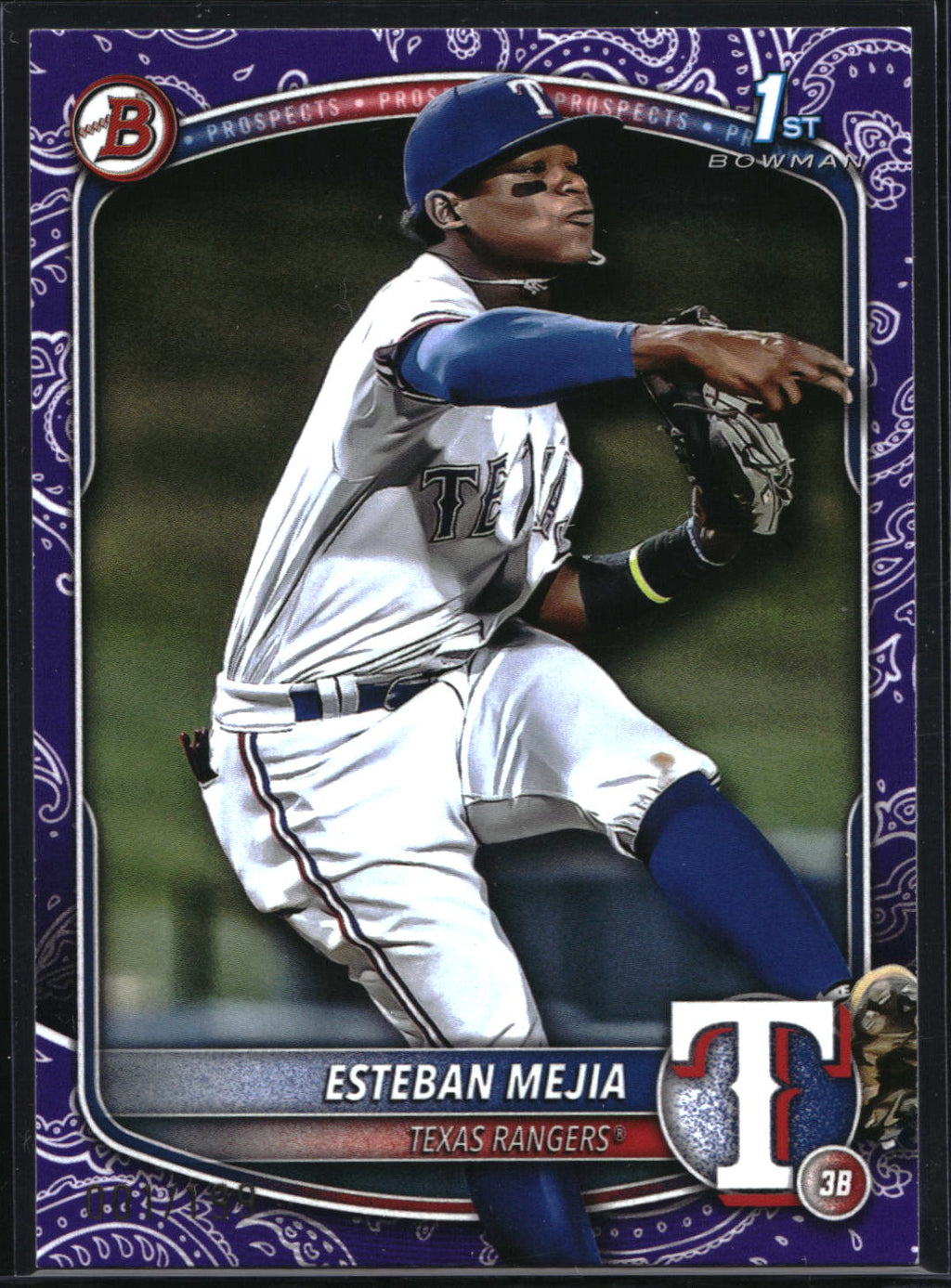 2025 Bowman #BP-9 Esteban Mejia Prospects Purple Pattern #/199