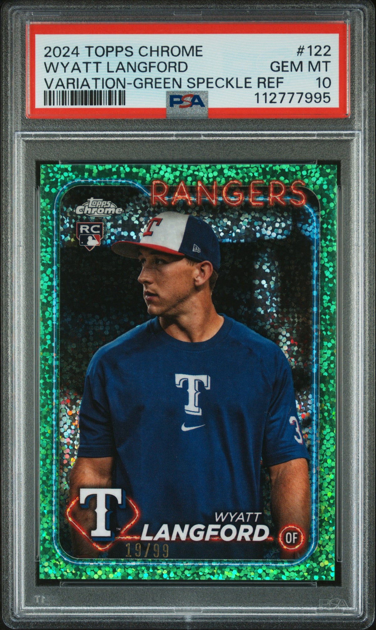 2024 Topps Chrome #122 Wyatt Langford Variation-Green Speckle Ref PSA 10