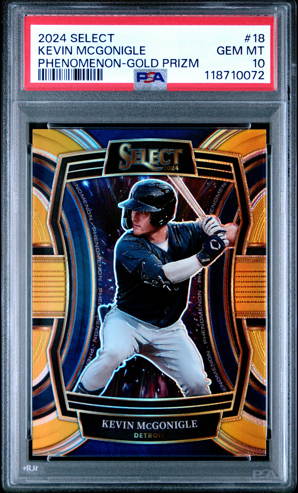 2024 Panini Select Phenomenon #18 Kevin Mcgonigle Phenomenon-Gold Prizm PSA 10