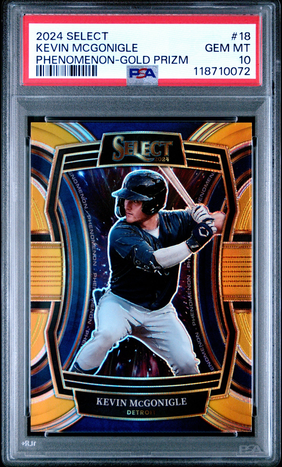 2024 Panini Select Phenomenon #18 Kevin Mcgonigle Phenomenon-Gold Prizm PSA 10