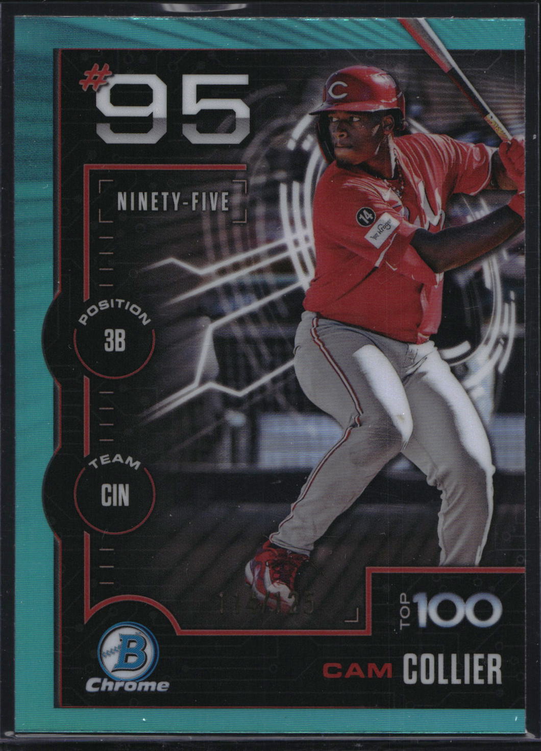 2025 Bowman #BTP-95 Cam Collier Bowman Scouts Top 100 Aqua Refractor #/125