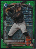 2025 Bowman #BCP-134 Onil Perez Chrome Prospects Green Shimmer Refractor #/99