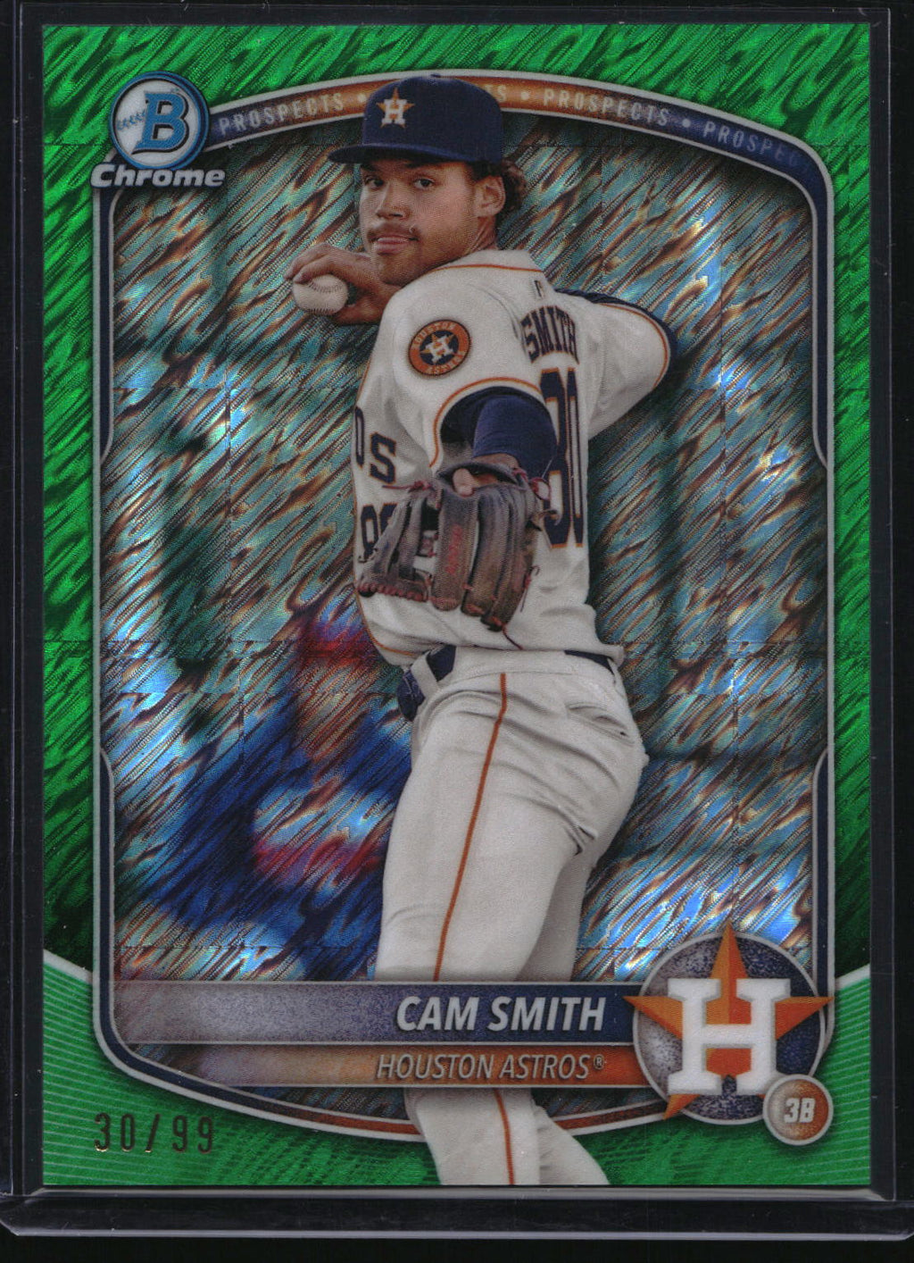 2025 Bowman #BCP-48 Cam Smith Chrome Prospects Green Shimmer Refractor 30/99