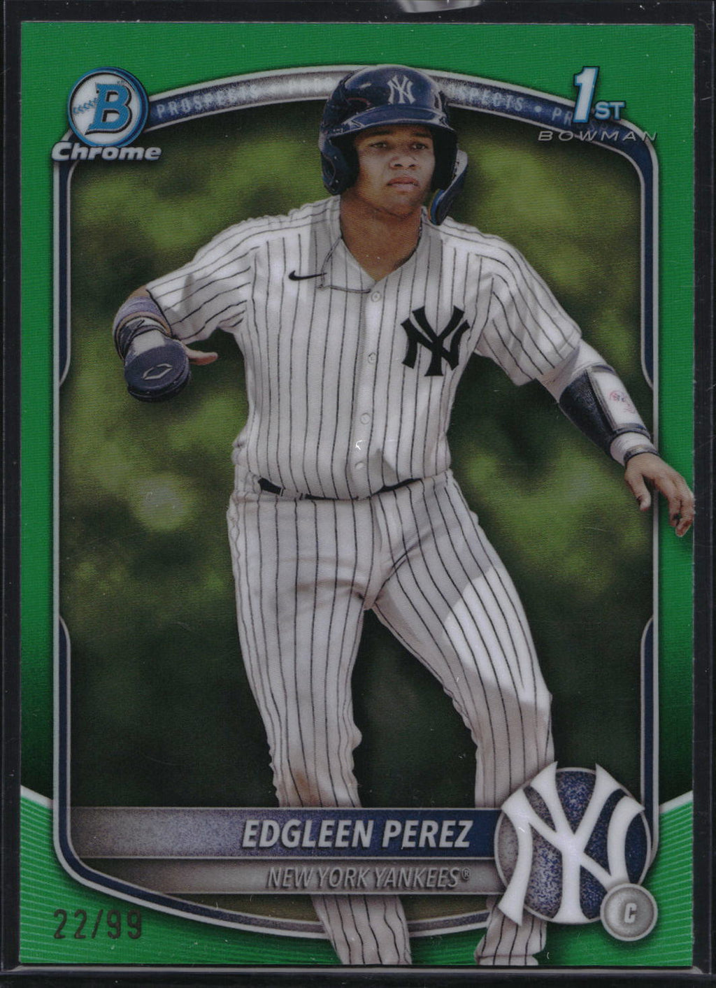 2025 Bowman #BCP-80 Edgleen Perez Chrome Prospects Green Refractor #/99