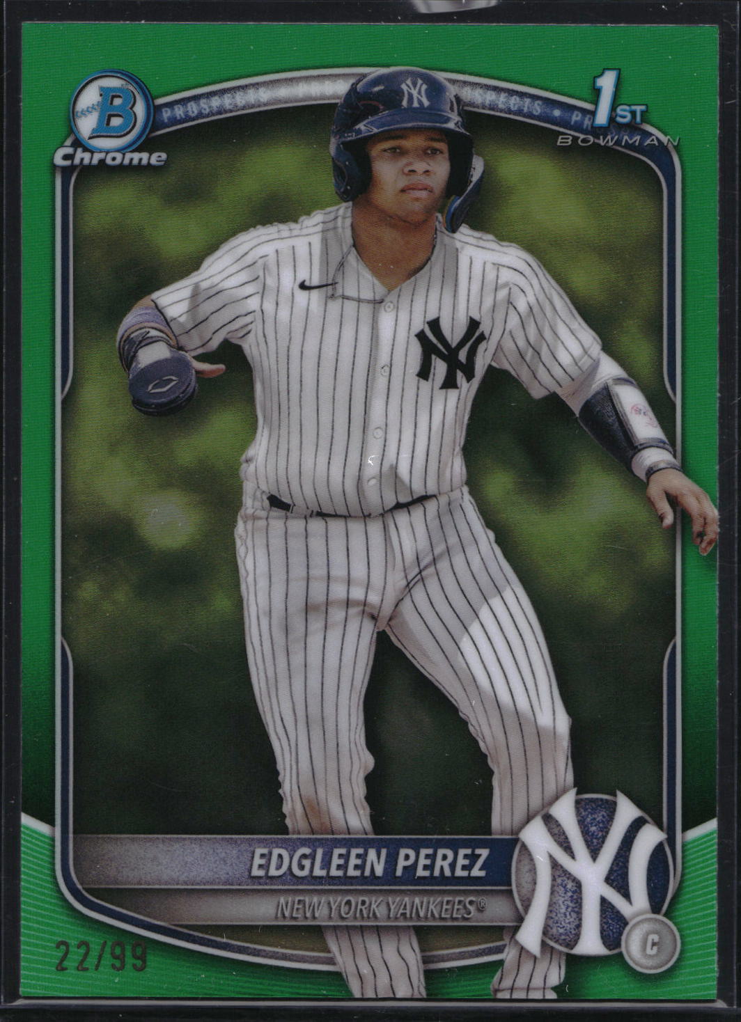 2025 Bowman #BCP-80 Edgleen Perez Chrome Prospects Green Refractor #/99