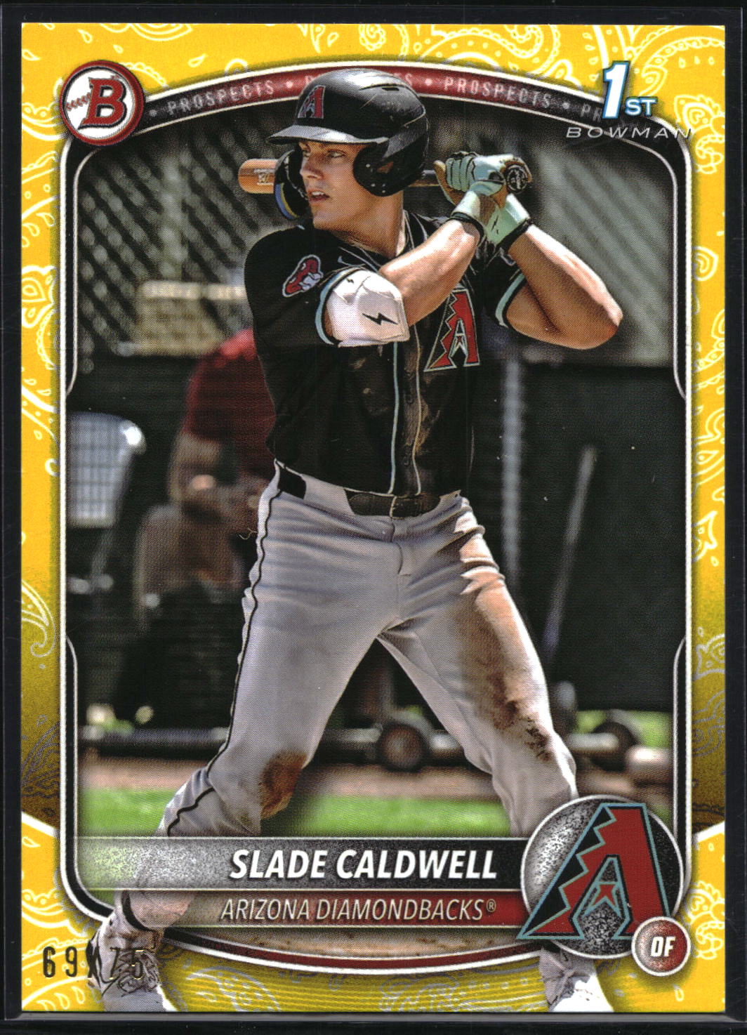 2025 Bowman #BP-21 Slade Caldwell Prospects Yellow Pattern #/75