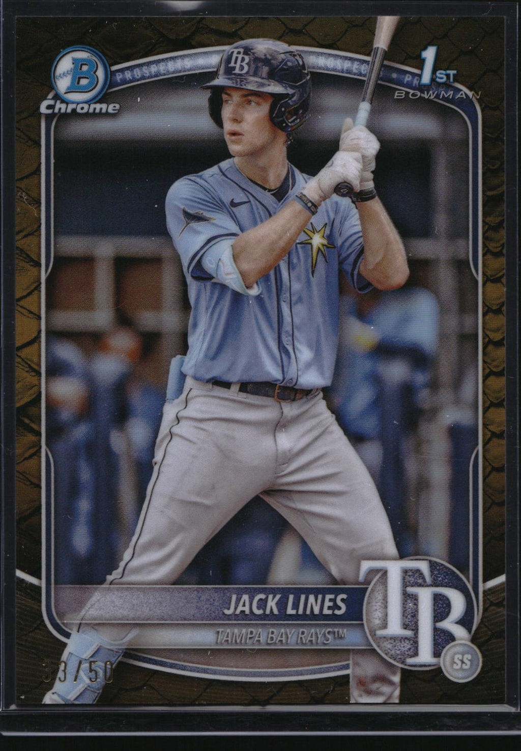 2025 Bowman #BCP-64 Jack Lines Chrome Prospects Reptilian Gold Refractor #/50