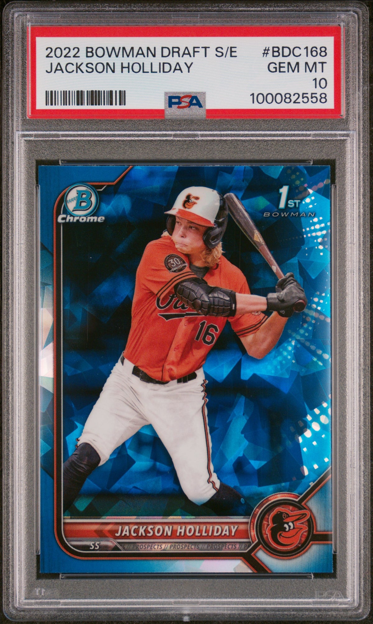 2022 Bowman Draft Chrome Sapphire Edition #BDC168 Jackson Holliday PSA 10