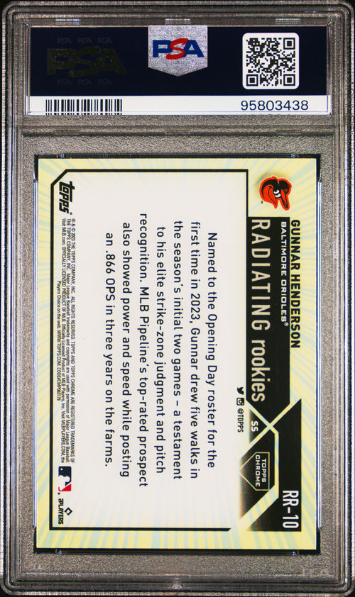 2023 Topps Chrome Radiating Rookies #RR10 Gunnar Henderson PSA 9
