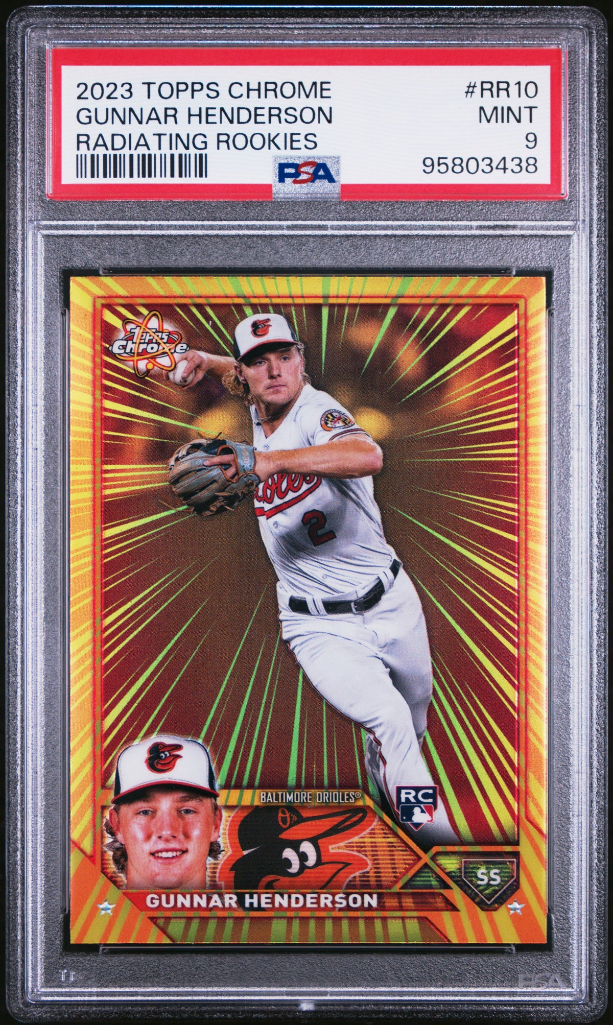 2023 Topps Chrome Radiating Rookies #RR10 Gunnar Henderson PSA 9