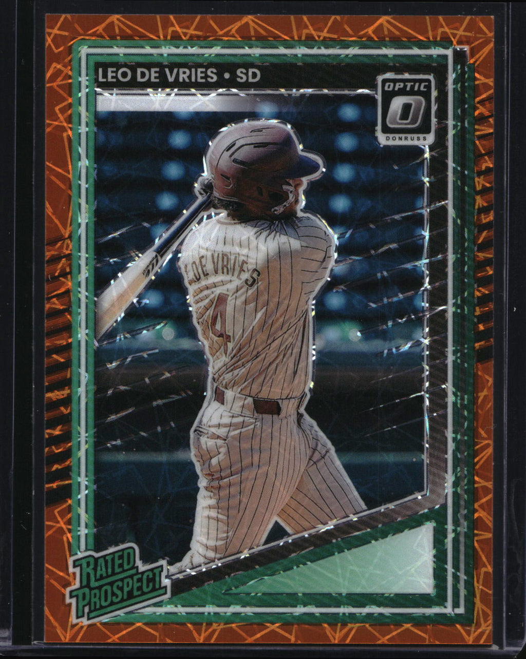 2025 Donruss #148 Leo De Vries Optic Orange Velocity