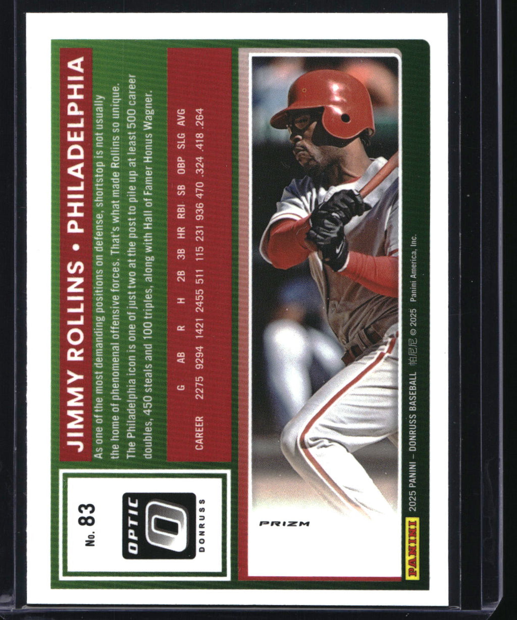 2025 Donruss #83 Jimmy Rollins Optic Orange Velocity