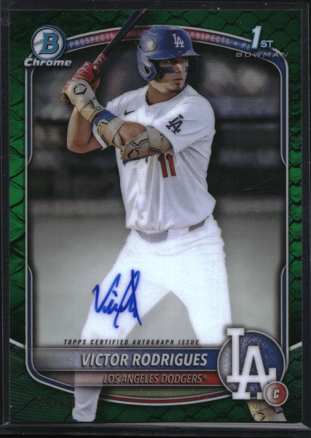 2025 Bowman CPA-VR Victor Rodrigues Chrome Auto Reptilian Green Refractor /99