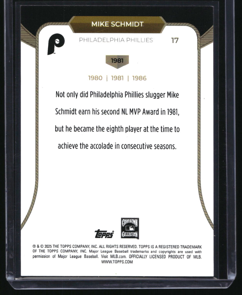 2025 Topps Welcome to the Club: 3X MVP #17 Mike Schmidt Blue Foil #/150