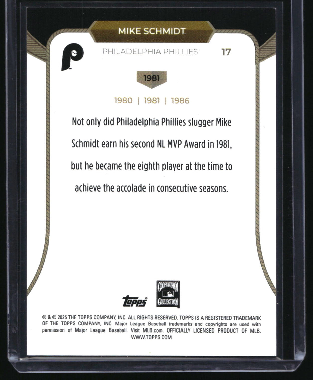 2025 Topps Welcome to the Club: 3X MVP #17 Mike Schmidt Blue Foil #/150