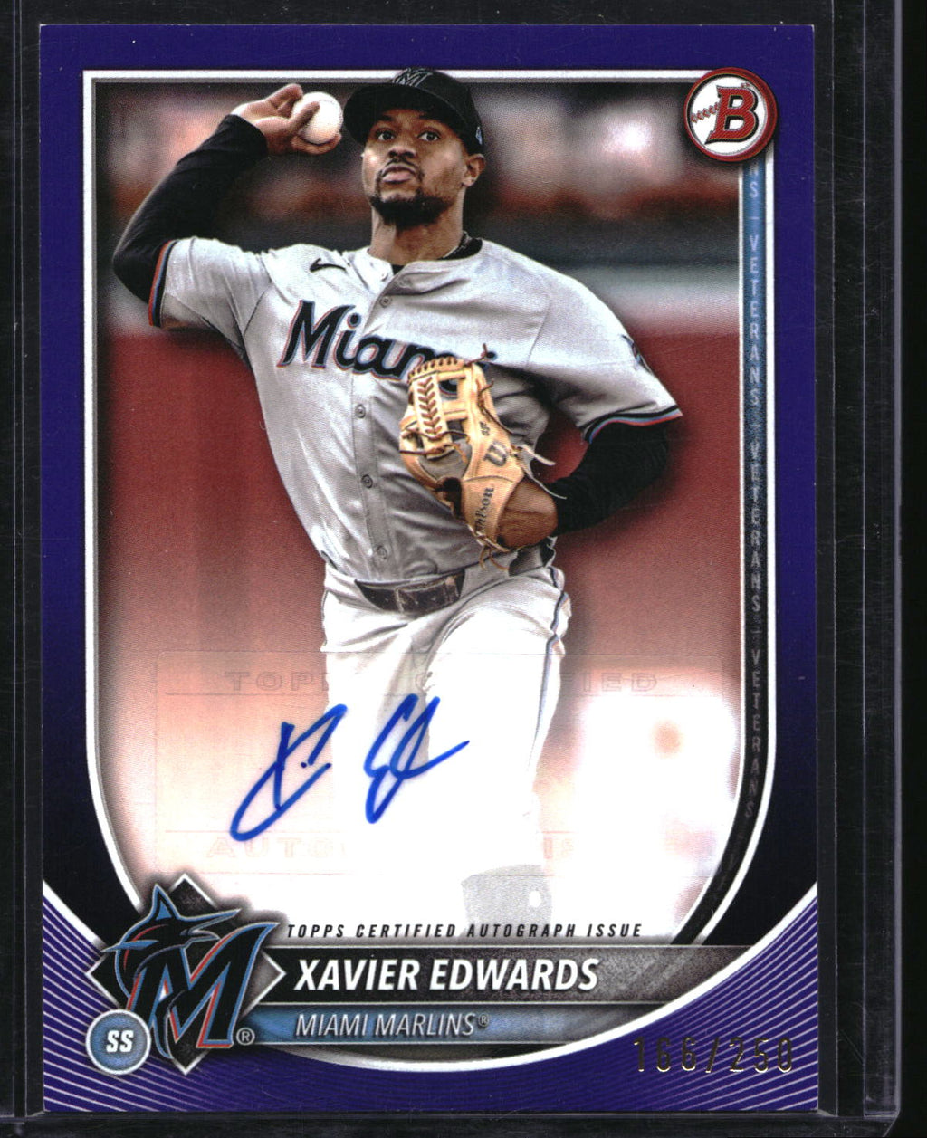 2025 Bowman #PRV-XE Xavier Edwards Rookies and Veterans Autographs Purple #/250