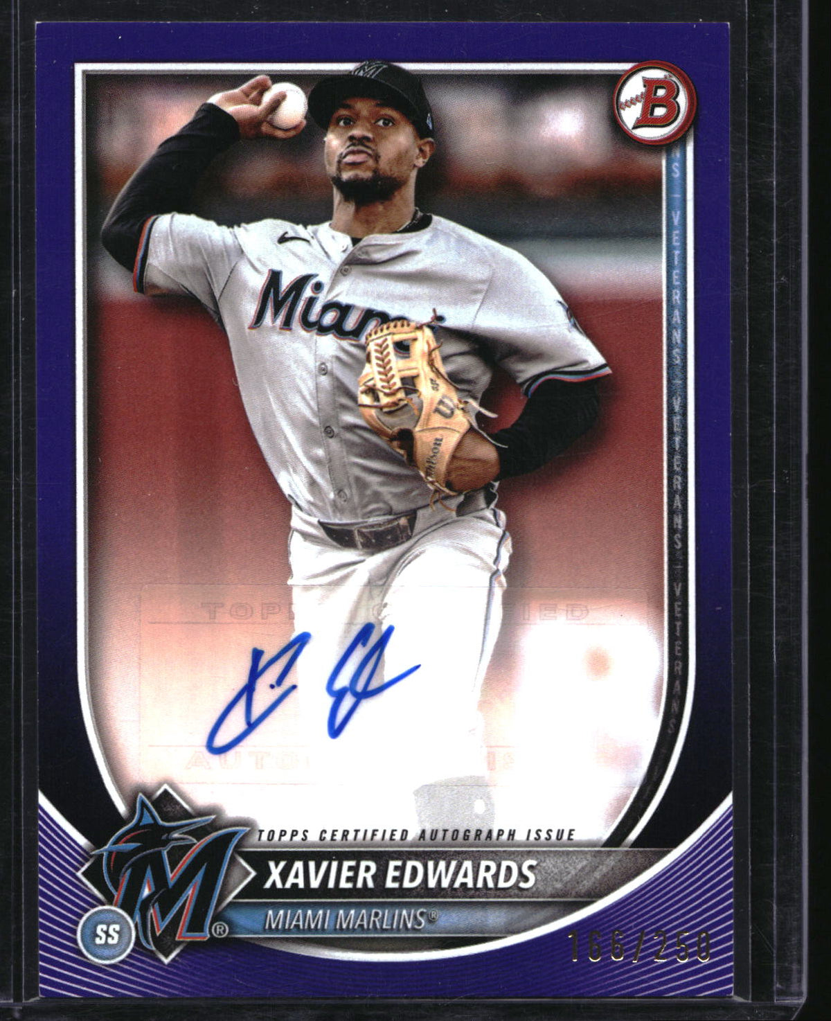 2025 Bowman #PRV-XE Xavier Edwards Rookies and Veterans Autographs Purple #/250