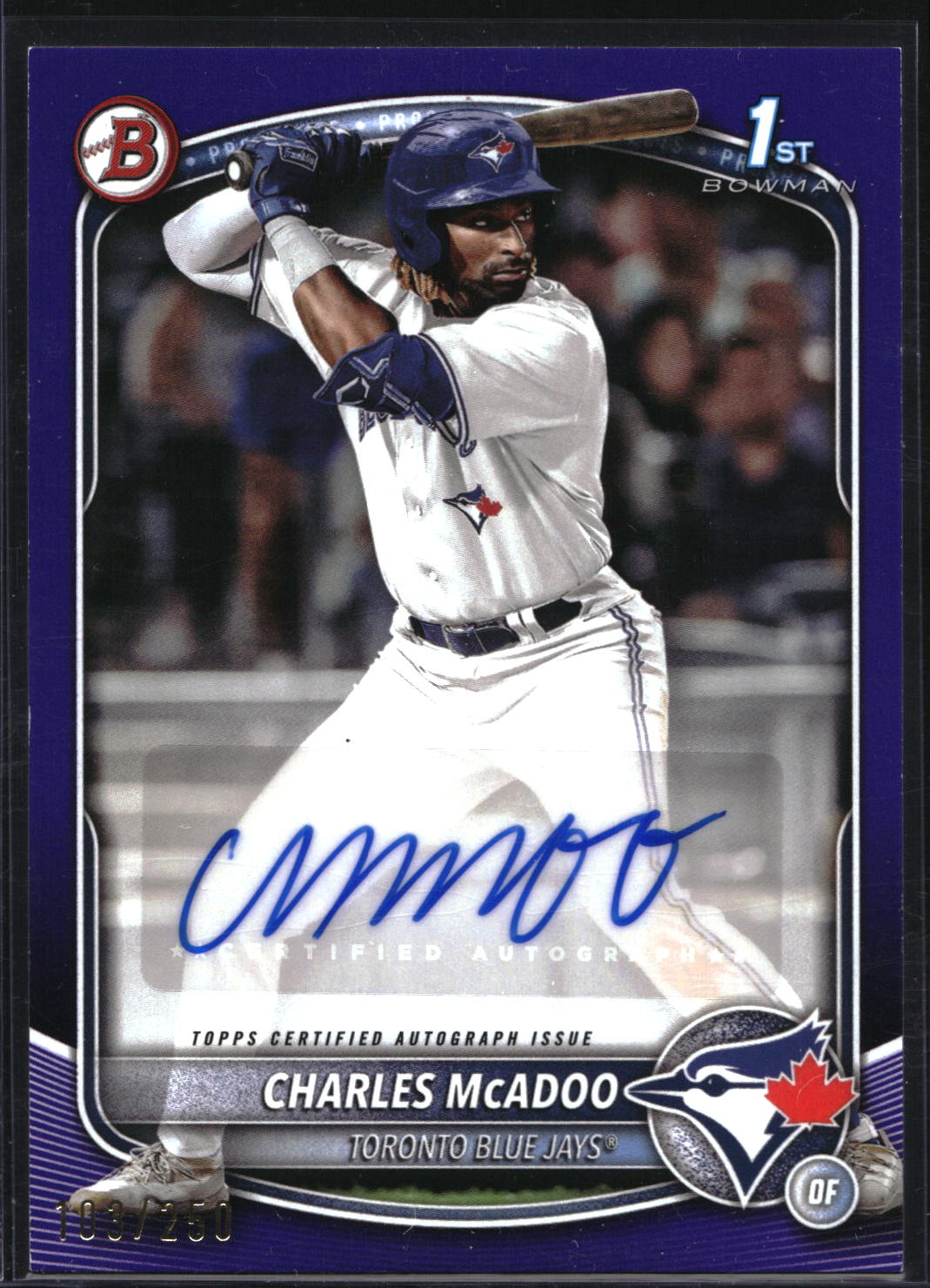 2025 Bowman #BPA-CM Charles McAdoo Prospect Autographs Purple #/250