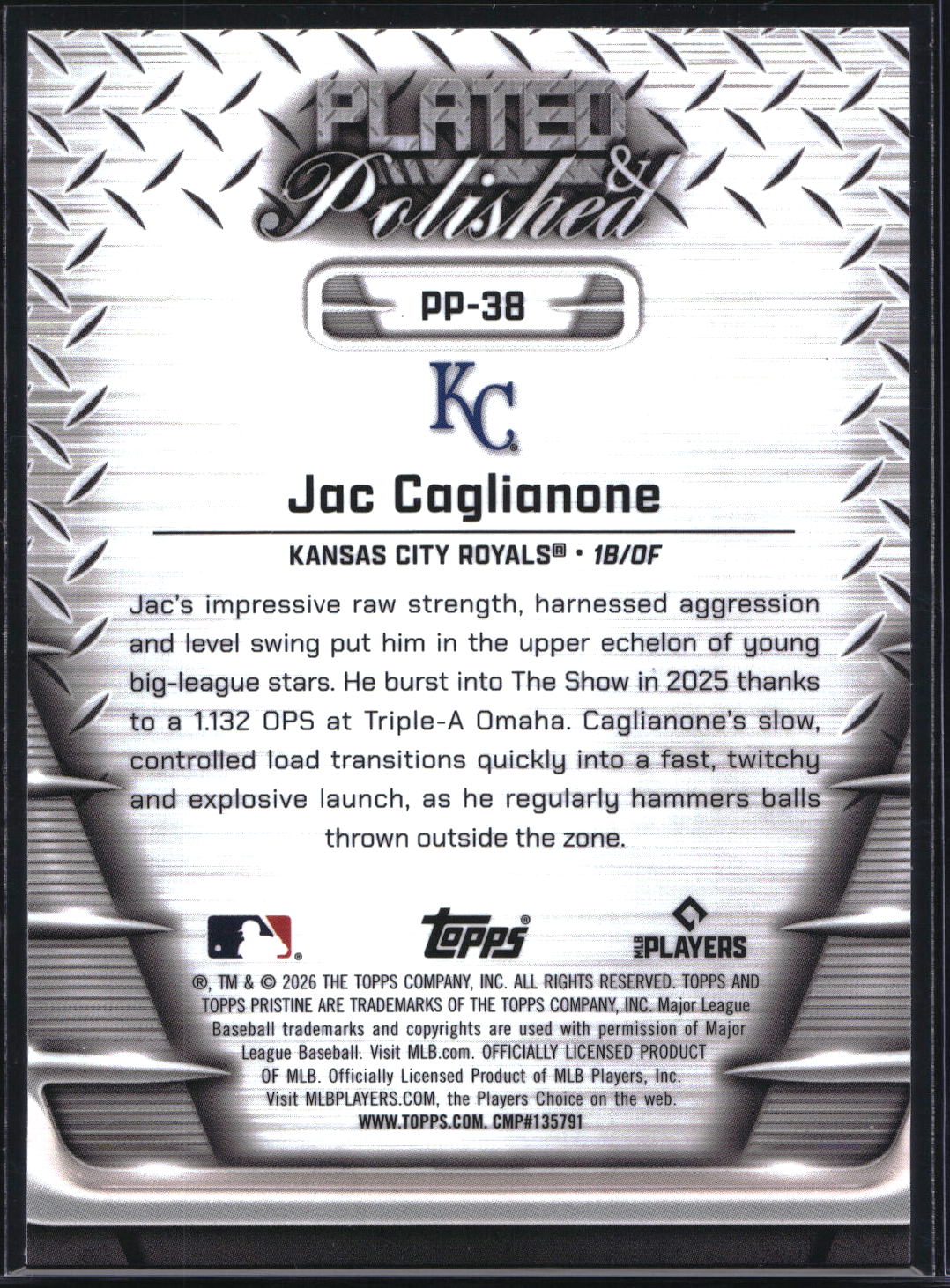 2026 Topps Pristine #PP-38 Jac Caglianone Plated And Polished