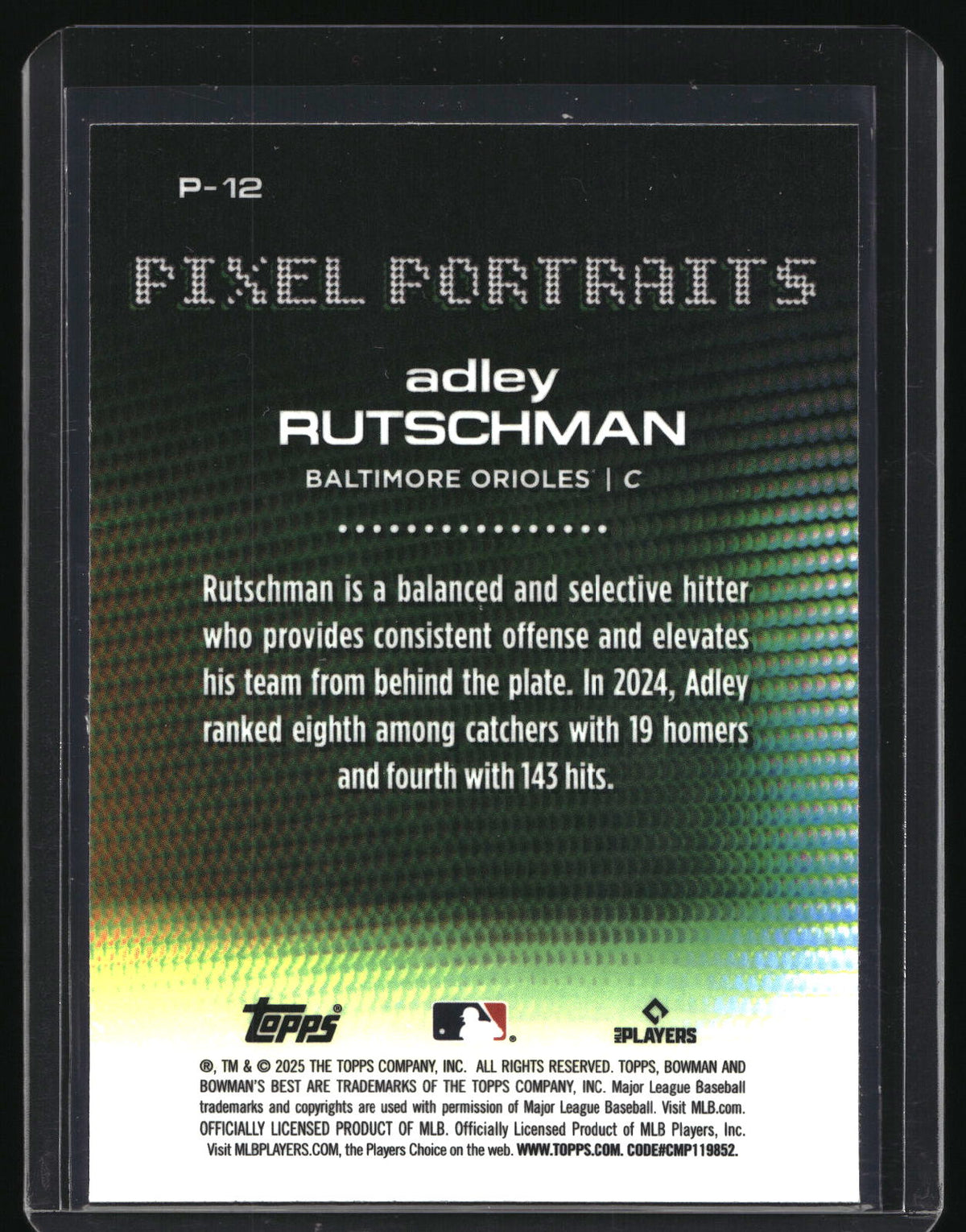 2025 Bowman's Best #P-12 Adley Rutschman Pixel Portraits