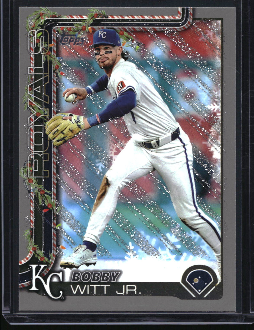 2025 Topps Holiday #H100 Bobby Witt Jr. Silver Glitter Holiday