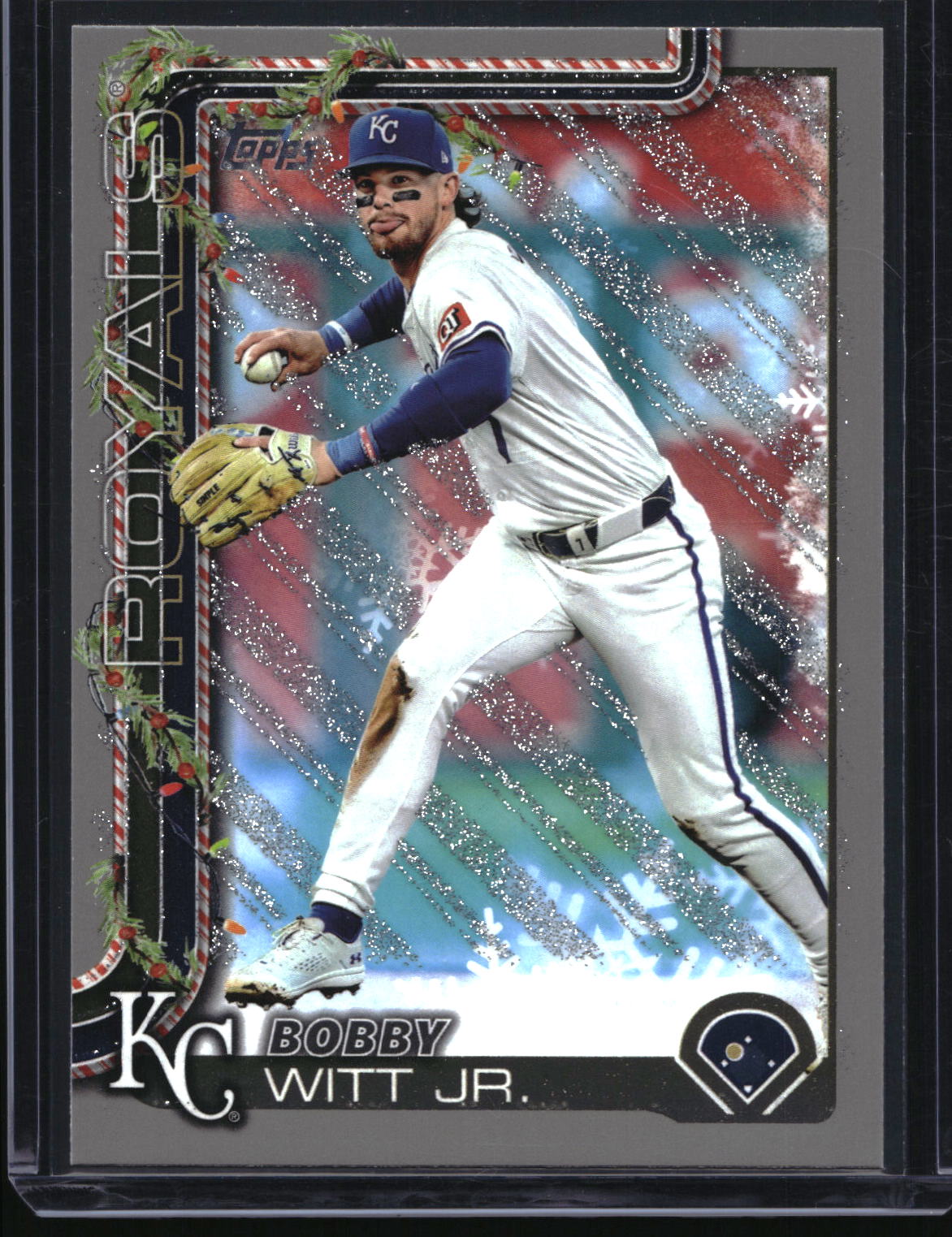 2025 Topps Holiday #H100 Bobby Witt Jr. Silver Glitter Holiday